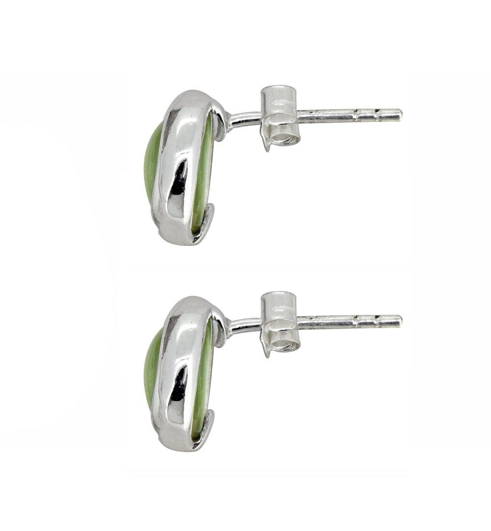Prehnite Solid 925 Sterling Silver Stud Earrings - YoTreasure