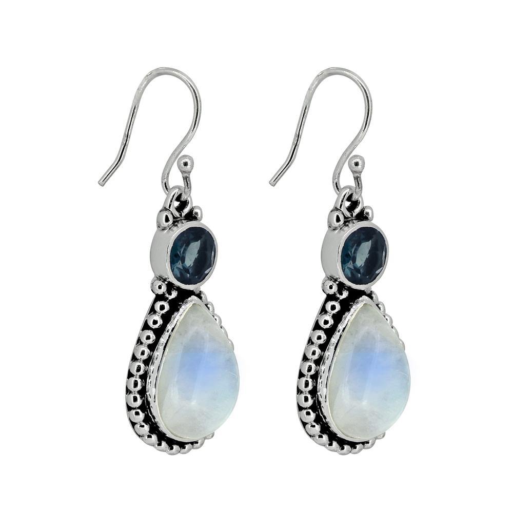 Moonstone Sterling Silver Dangle Earrings - YoTreasure