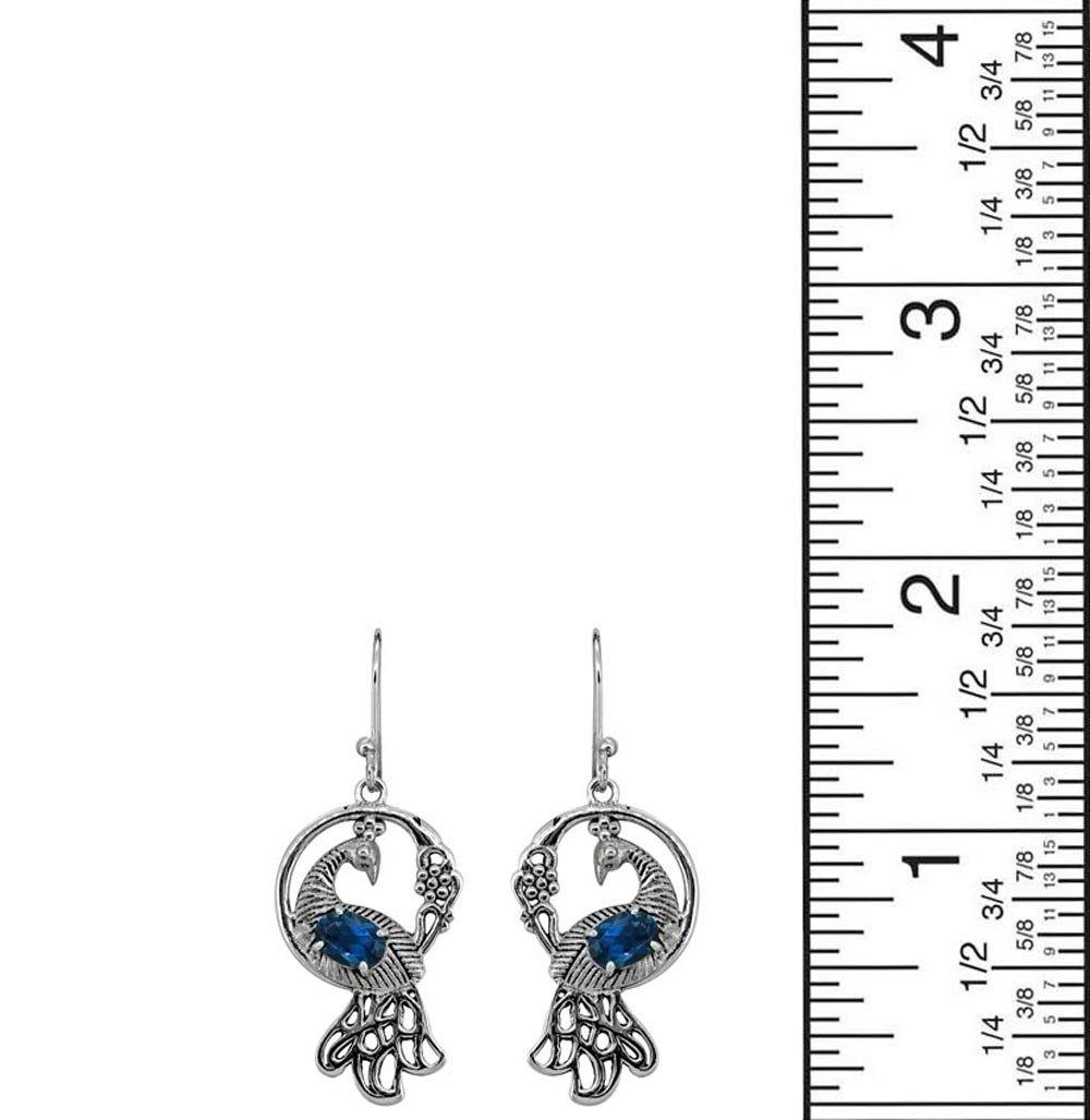 London Blue Topaz Solid 925 Sterling Silver Peacock Dangle Earrings Jewelry - YoTreasure