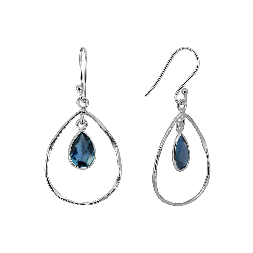 London Blue Topaz Solid 925 Sterling Silver Teardrop Dangle Earrings Jewelry - YoTreasure