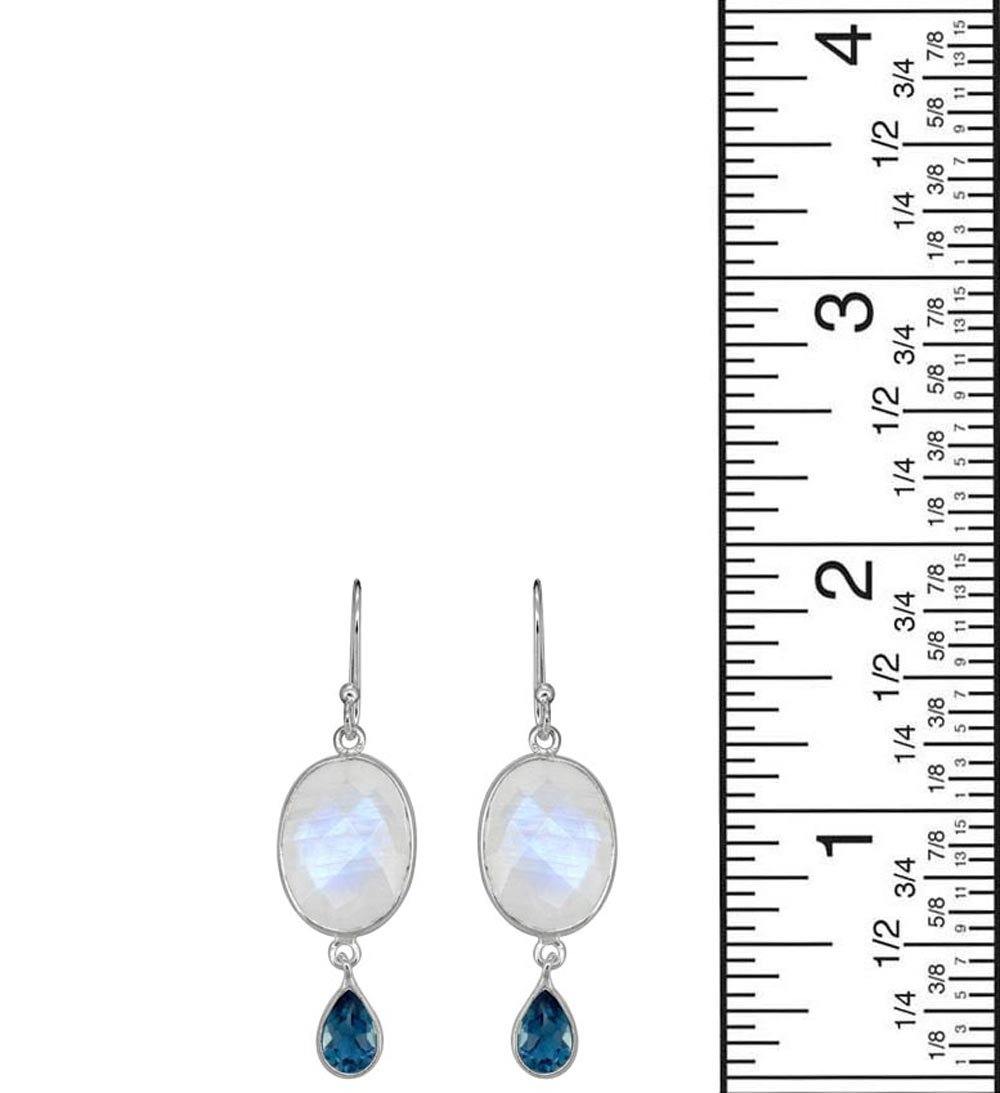 Rainbow Moonstone Solid 925 Sterling Silver Dangle Earrings Jewelry - YoTreasure