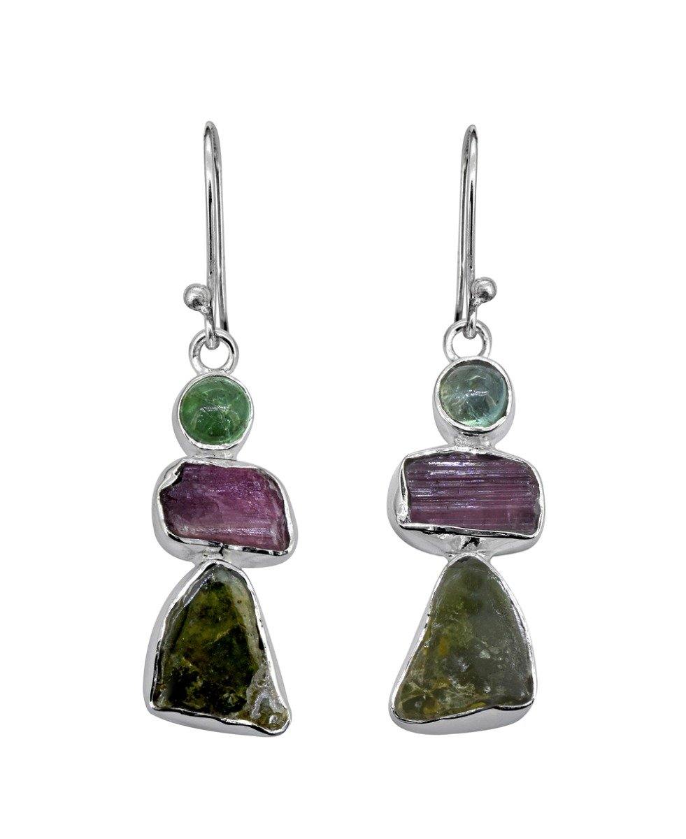 Tourmaline Rough Tourmaline Solid 925 Sterling Silver Gemstone Earrings - YoTreasure