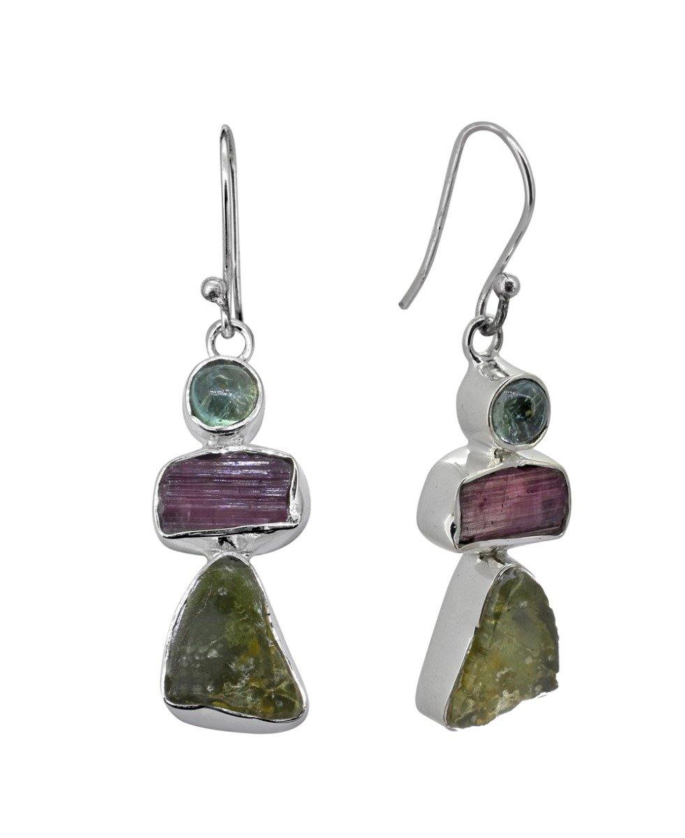 Tourmaline Rough Tourmaline Solid 925 Sterling Silver Gemstone Earrings - YoTreasure