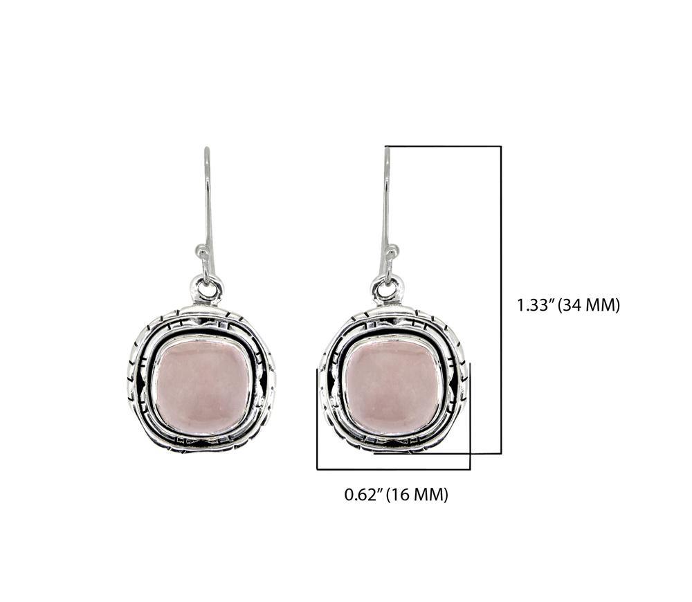 1.35" Rose Quartz Solid 925 Sterling Silver Dangle Earrings Jewelry - YoTreasure