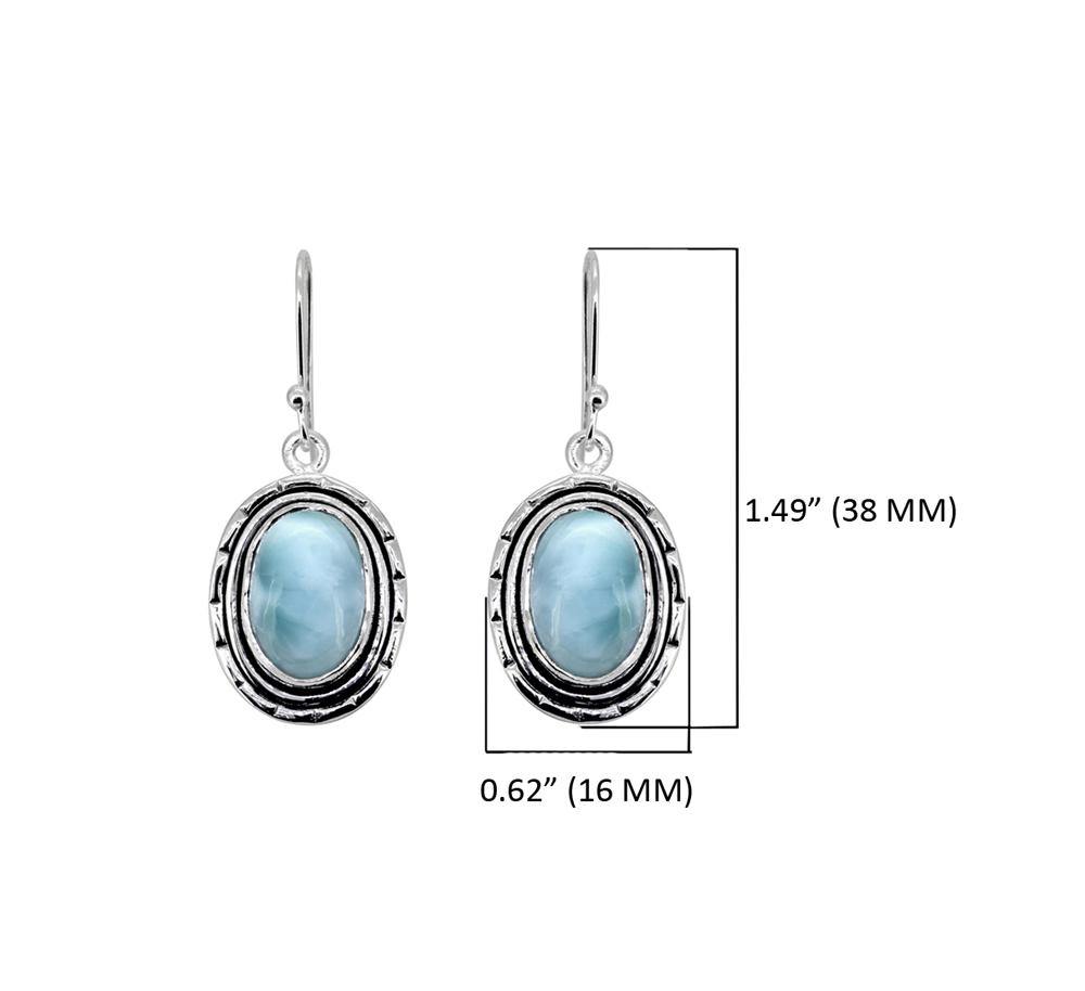 1.49" Larimar Solid 925 Sterling Silver Dangle Earrings Jewelry - YoTreasure