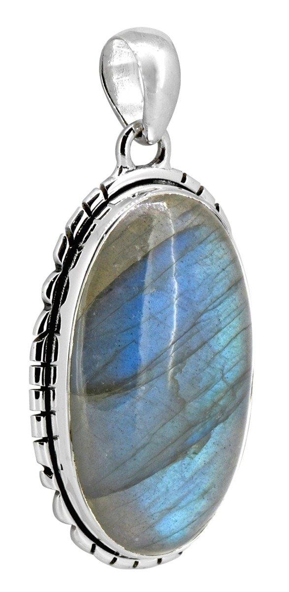 Long Chain Necklace Jewelry Solid 925 Sterling Silver Labradorite Gemstone Pendant for Women, 18" - YoTreasure