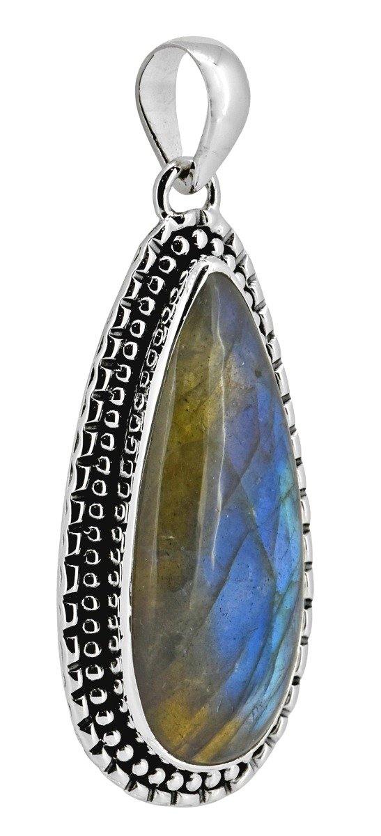 Sterling Silver Labradorite Pendant Chain Necklace Jewelry, 18" Perfect Gifts for Women on Christmas - YoTreasure