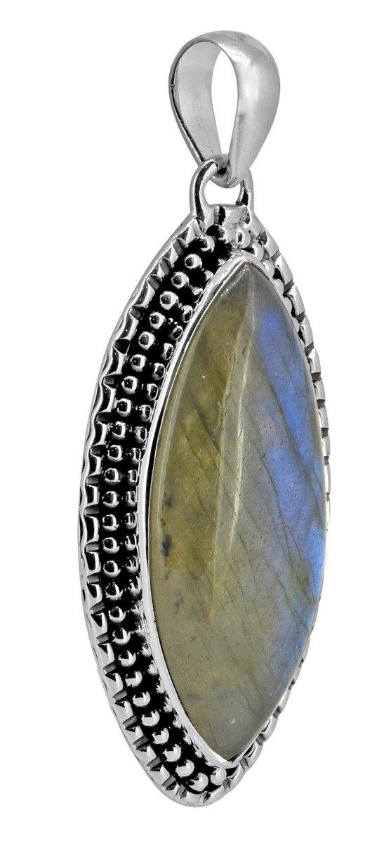 Women Chain Necklace Jewelry Sterling Silver Labradorite Gemstone Pendant Graduation Gift Idea, 18" - YoTreasure