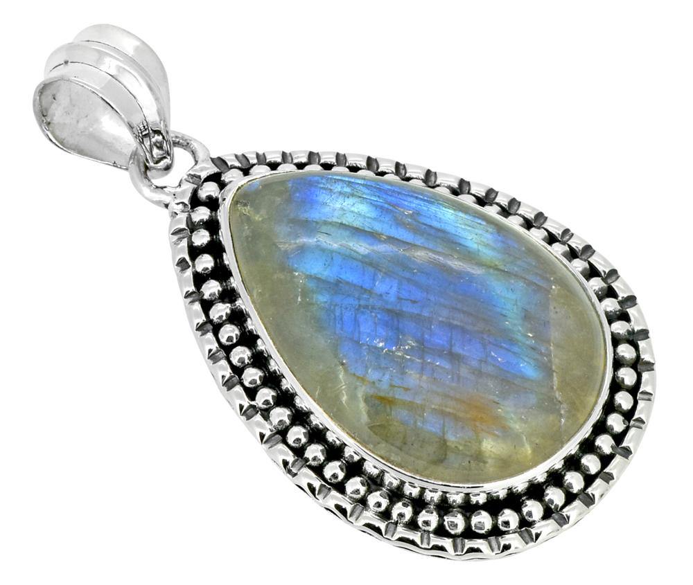 Sterling Silver Labradorite Chain Pendant Necklace Jewelry, 18" Perfect Gifts for Women on Christmas - YoTreasure