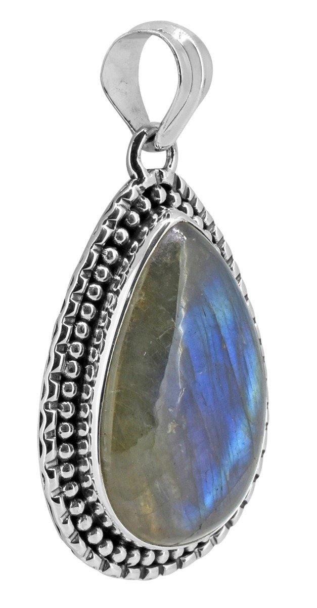 Sterling Silver Labradorite Chain Pendant Necklace Jewelry, 18" Perfect Gifts for Women on Christmas - YoTreasure