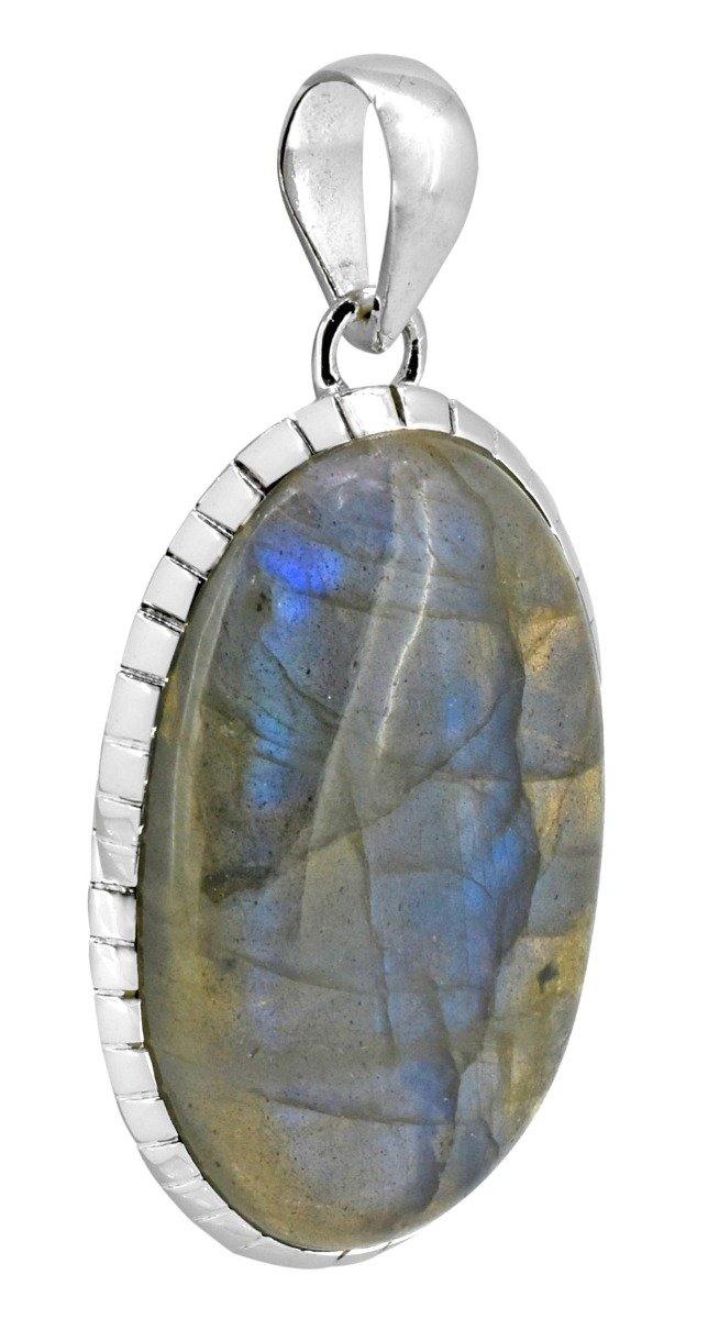 Labradorite Gemstone Pendant Solid 925 Sterling Silver Women Chain Necklace Jewelry Gift, 18" - YoTreasure