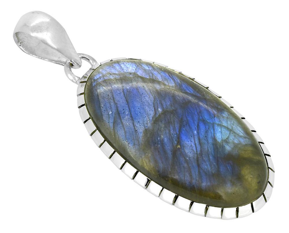 Labradorite Solid 925 Sterling Silver Pendant Christmas Gift for Women, 18" - YoTreasure