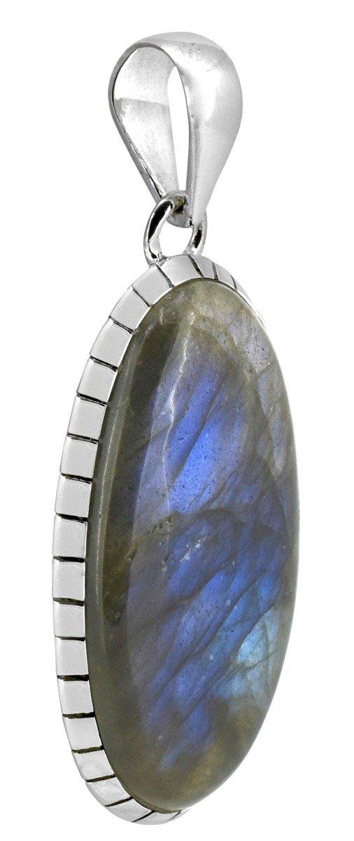 Labradorite Solid 925 Sterling Silver Pendant Christmas Gift for Women, 18" - YoTreasure