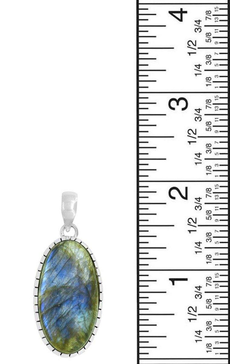 Labradorite Solid 925 Sterling Silver Pendant Christmas Gift for Women, 18" - YoTreasure