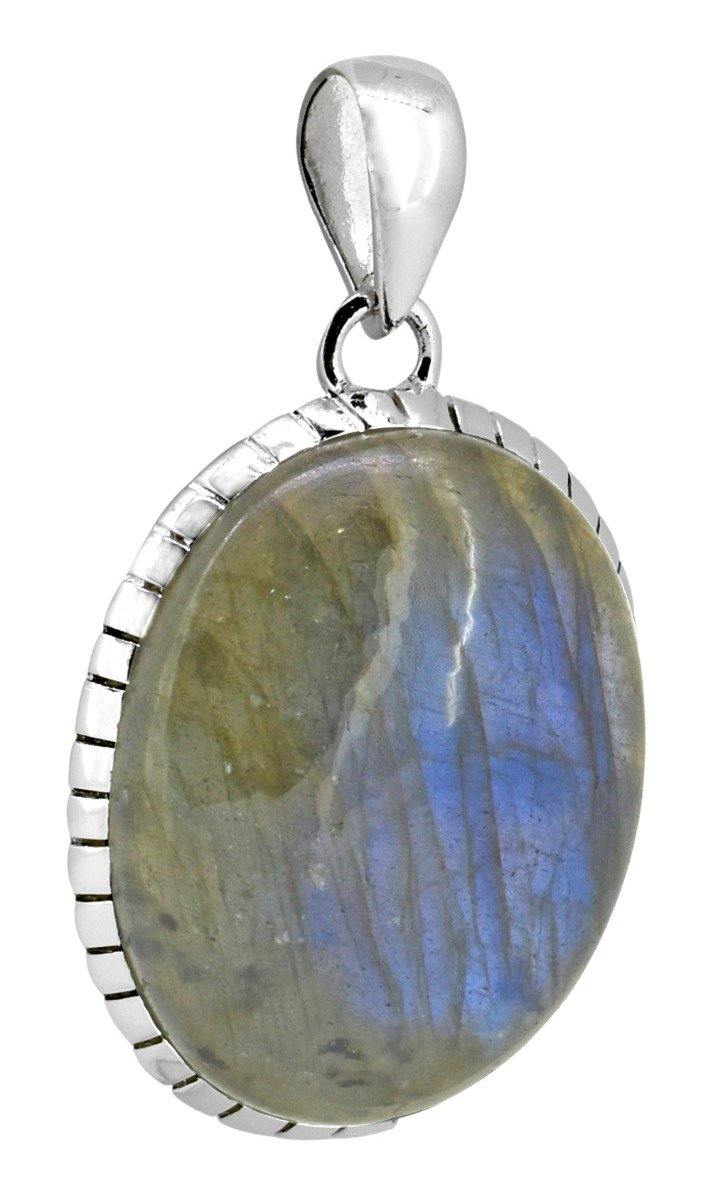 Labradorite Gemstone Pendant  Sterling Silver Women Chain Necklace Jewelry, 18" - YoTreasure
