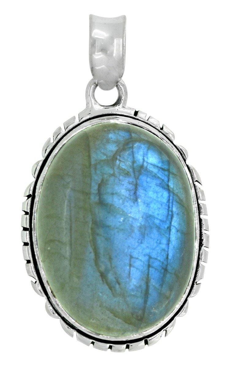 925 Sterling Silver Fashion Women Labradorite Gemstone Pendant Chain Necklace Jewelry Gift, 18" - YoTreasure