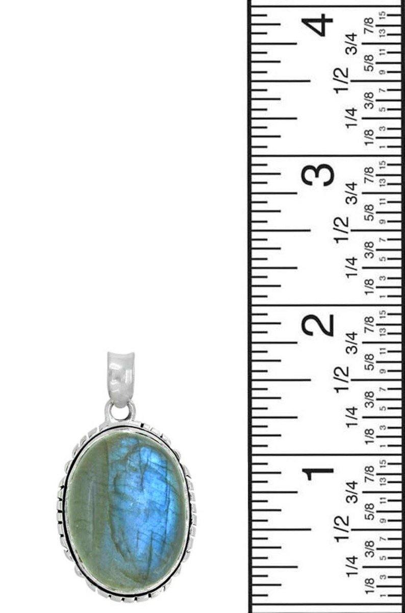925 Sterling Silver Fashion Women Labradorite Gemstone Pendant Chain Necklace Jewelry Gift, 18" - YoTreasure