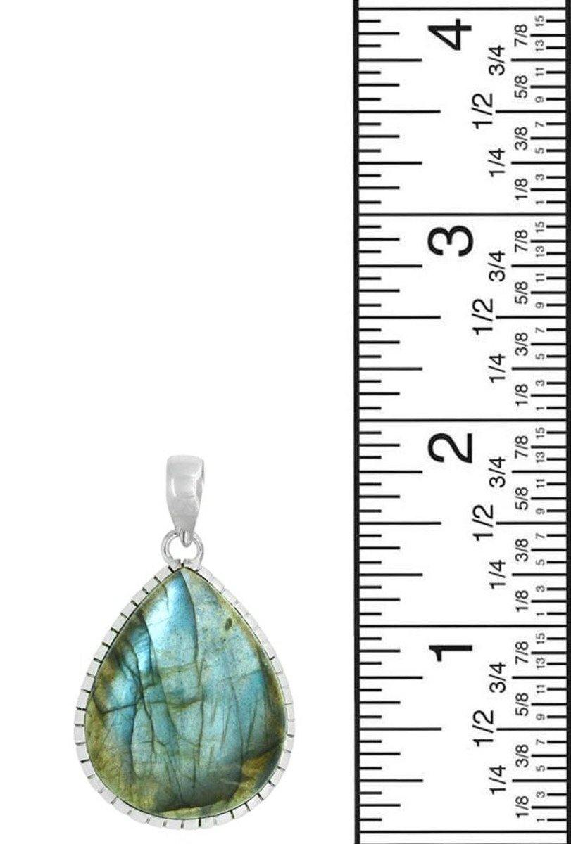 Blue Labradorite Gemstone Pendant Sterling Silver Fashion Women Chain Necklace Designer Jewelry, 18" - YoTreasure
