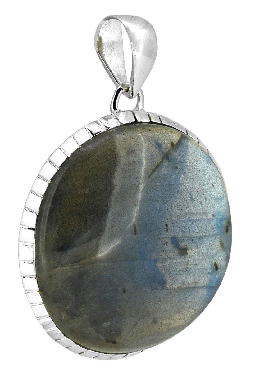 Fashion Women Long Chain Necklace Jewelry Sterling Silver Blue Fire Labradorite Gemstone Pendant, 18" - YoTreasure
