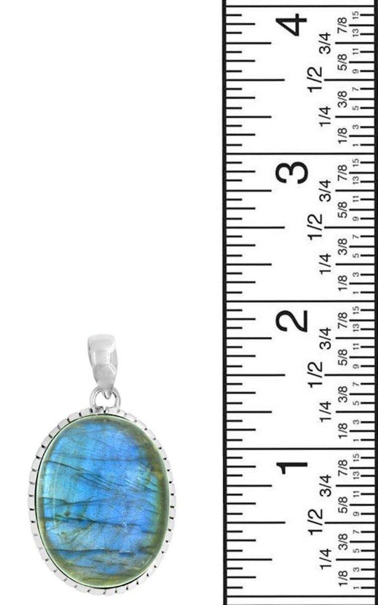 Solid 925 Sterling Silver Labradorite Gemstone Pendant Fashion Women Chain Necklace Jewelry, 18" - YoTreasure