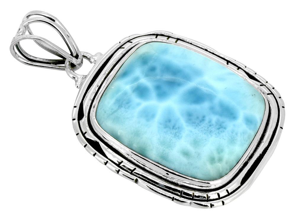 Sterling Silver Natural Larimar Gemstone Pendant Women Chain Necklace Jewelry Gift, 18" - YoTreasure