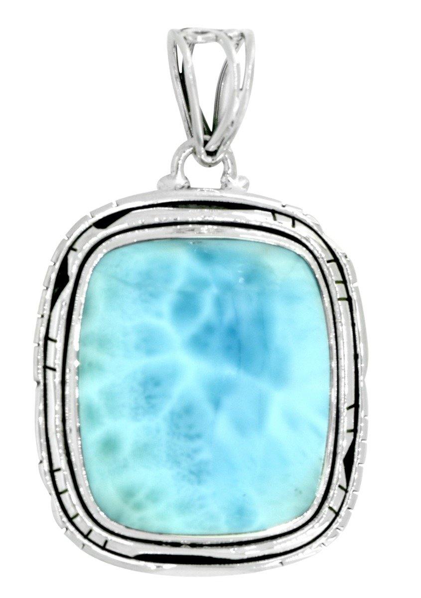 Sterling Silver Natural Larimar Gemstone Pendant Women Chain Necklace Jewelry Gift, 18" - YoTreasure