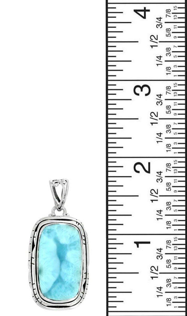 Natural Larimar Gemstone Pendant Solid 925 Sterling Silver Chain Necklace Jewelry Gift, 18" - YoTreasure