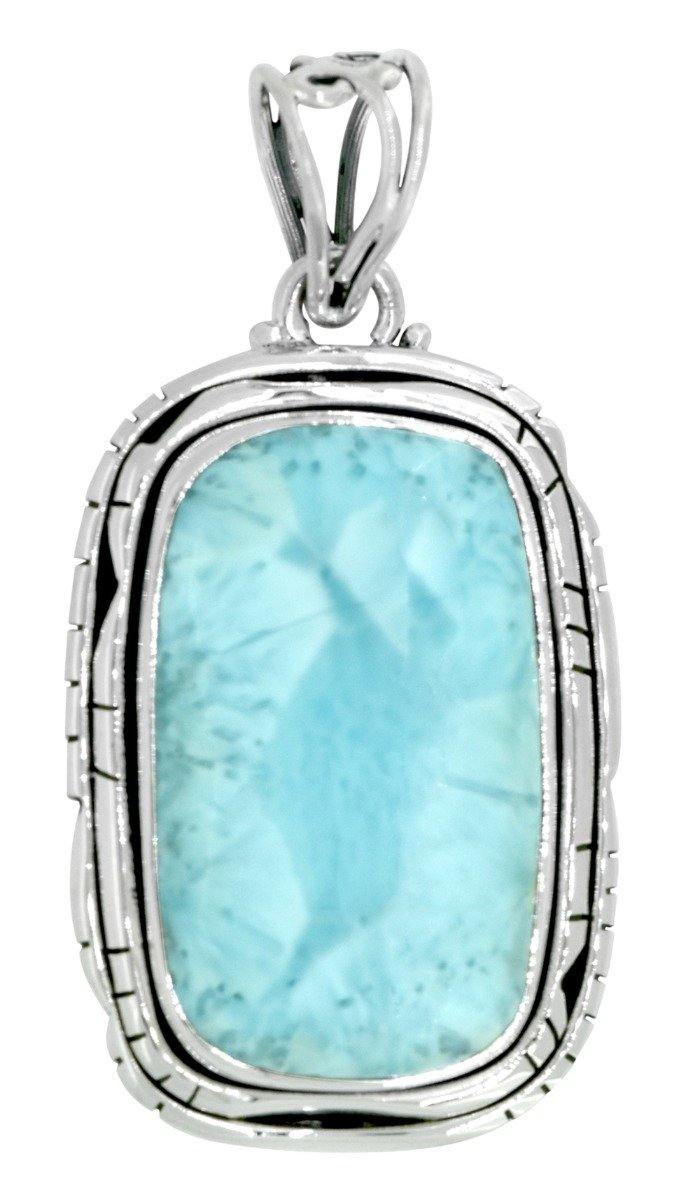 925 Sterling Silver Natural Larimar Pendant Chain Necklace Jewelry, 18" Perfect Gifts for Women on Christmas - YoTreasure