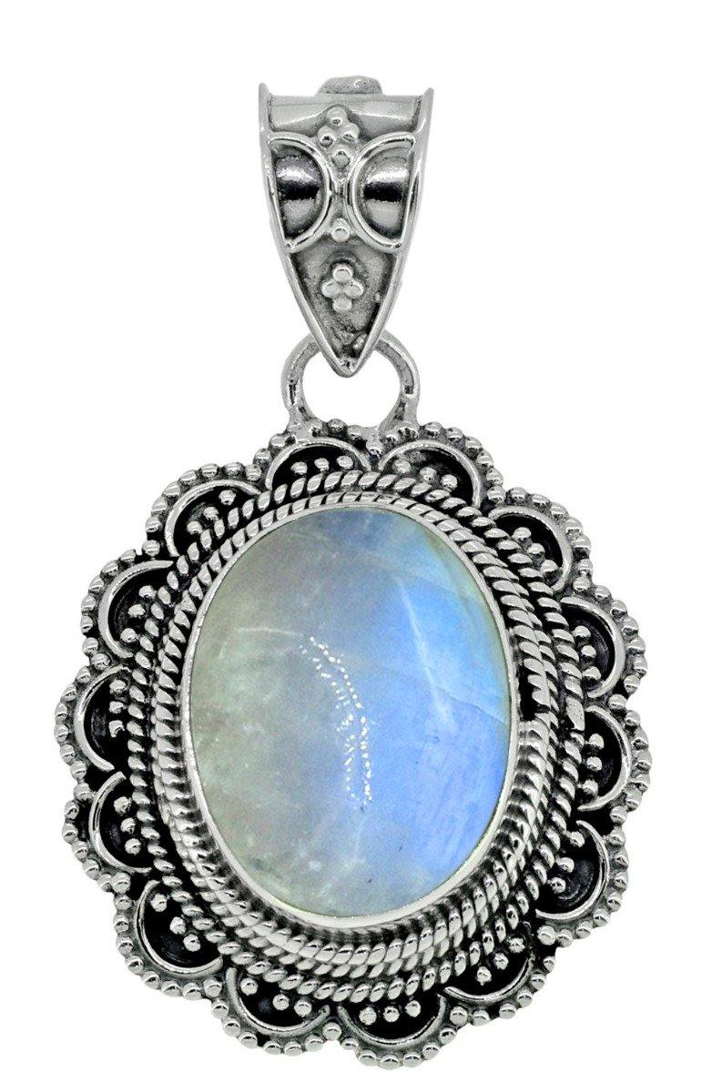 Moonstone Pendant 925 Sterling Silver Chain Necklace,18" - YoTreasure