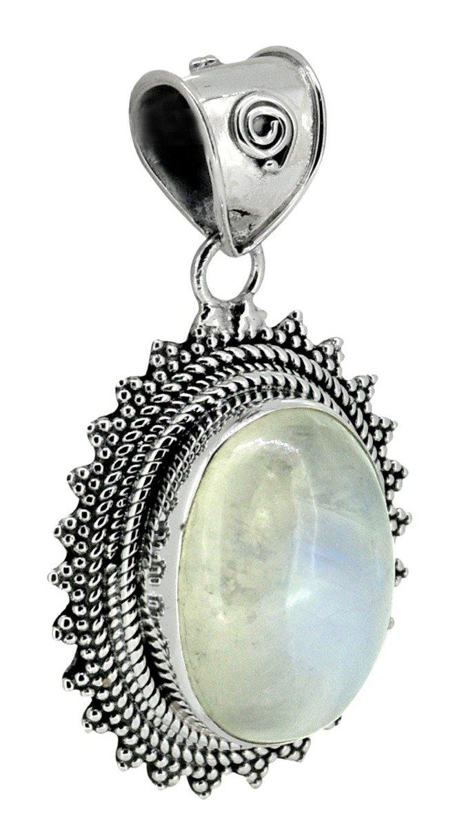 Moonstone Solid 925 Sterling Silver Gemstone Pendant,18" - YoTreasure