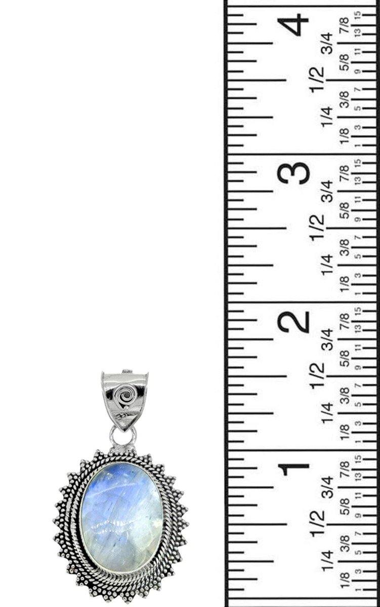 Moonstone Solid 925 Sterling Silver Gemstone Pendant,18" - YoTreasure