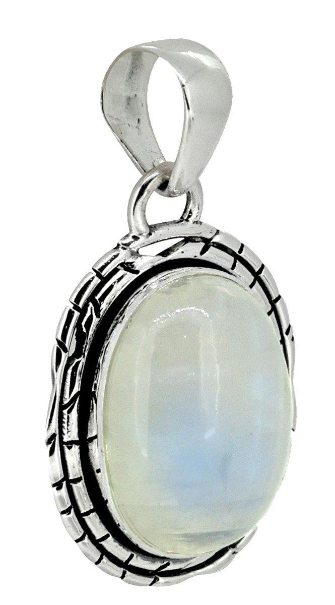 Moonstone Pendant Solid 925 Sterling Silver Chain Necklace,18" - YoTreasure