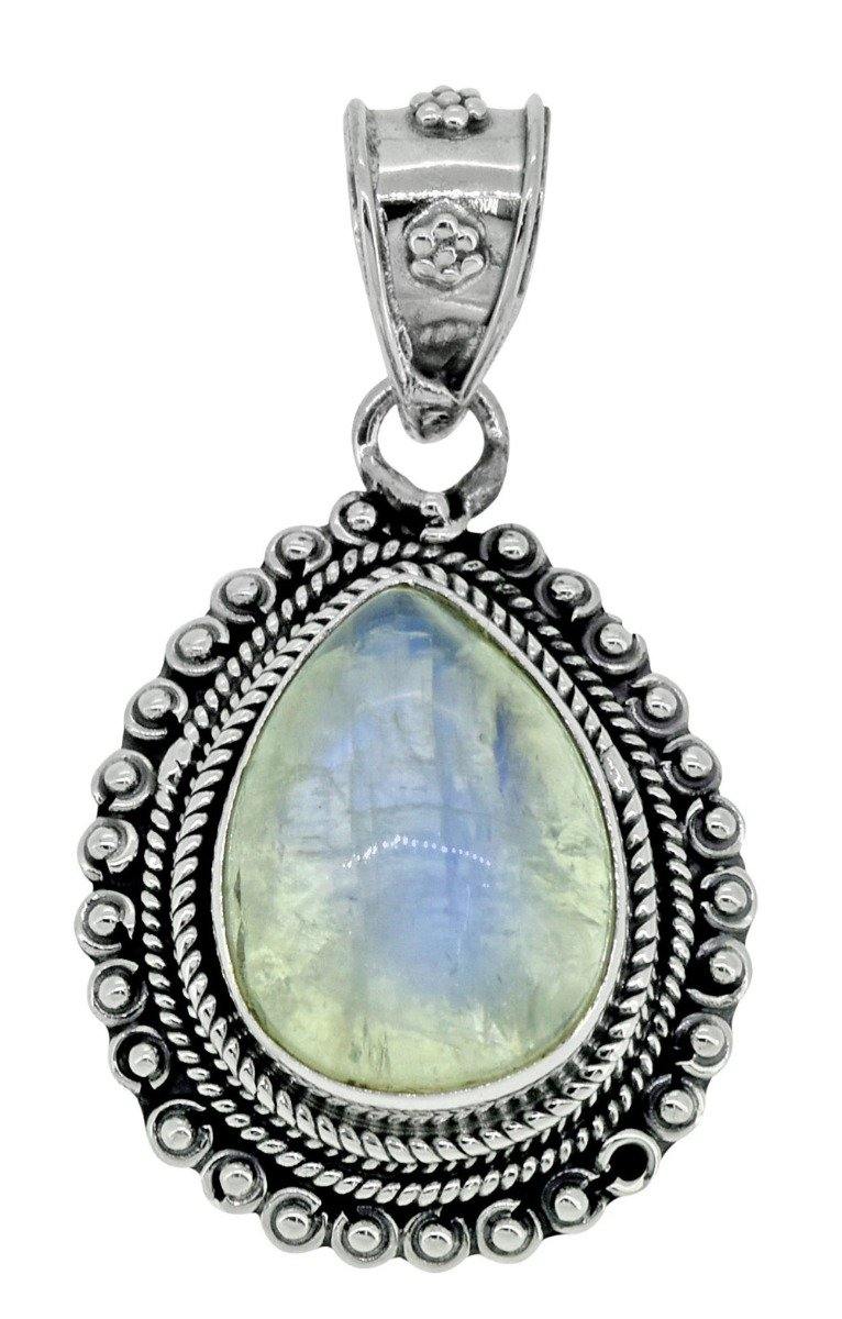 Moonstone Pendant Solid 925 Sterling Silver Chain Necklace,18" - YoTreasure