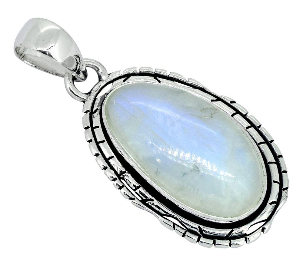 Moonstone Solid 925 Sterling Silver Pendant Jewelry,18" - YoTreasure