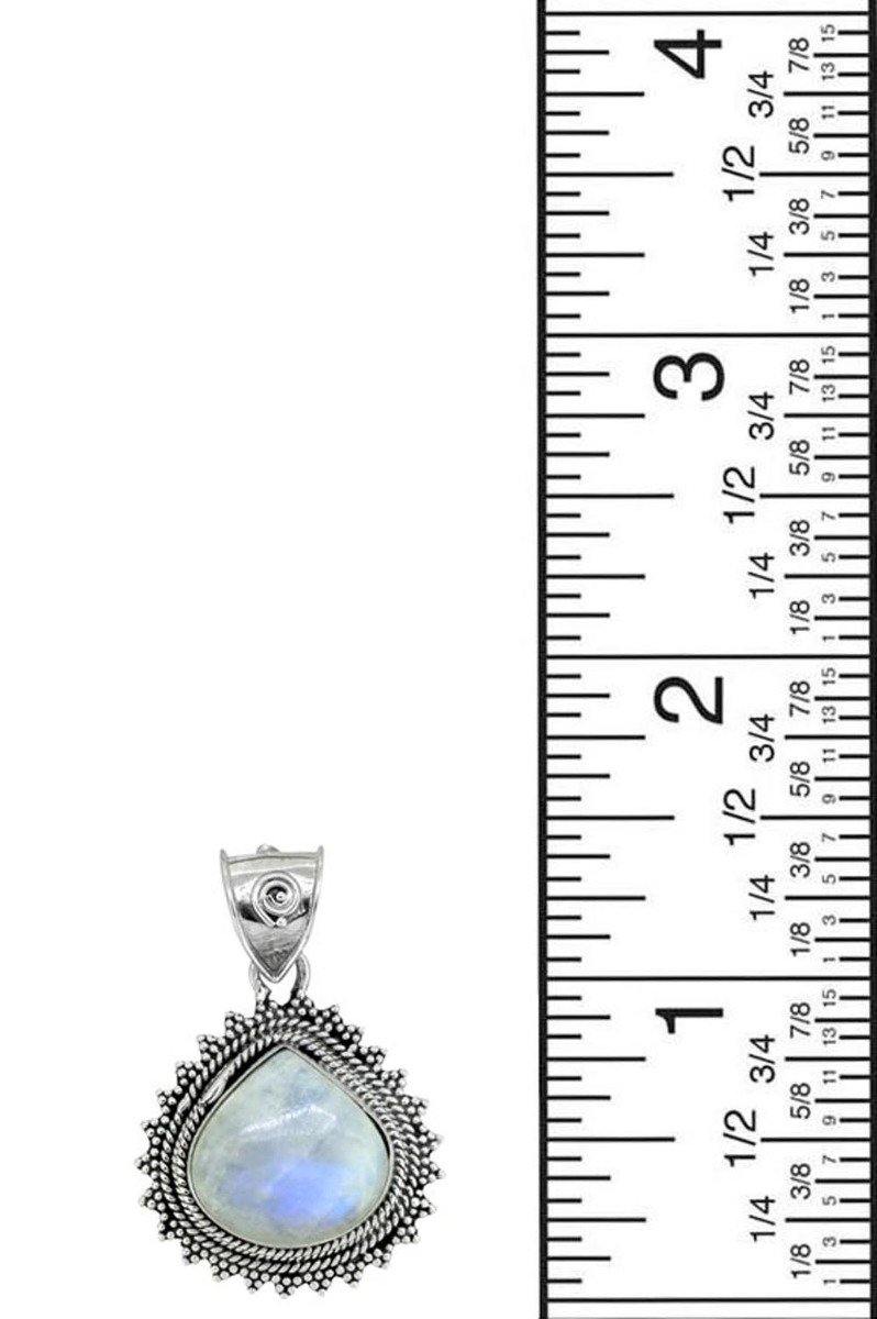 Moonstone Pendant Solid 925 Sterling Silver Teardrop Necklace,18" - YoTreasure