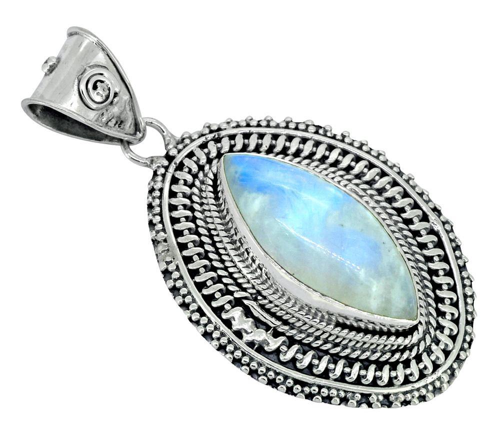 Moonstone Solid 925 Sterling Silver Chain Pendant Gift,18" - YoTreasure