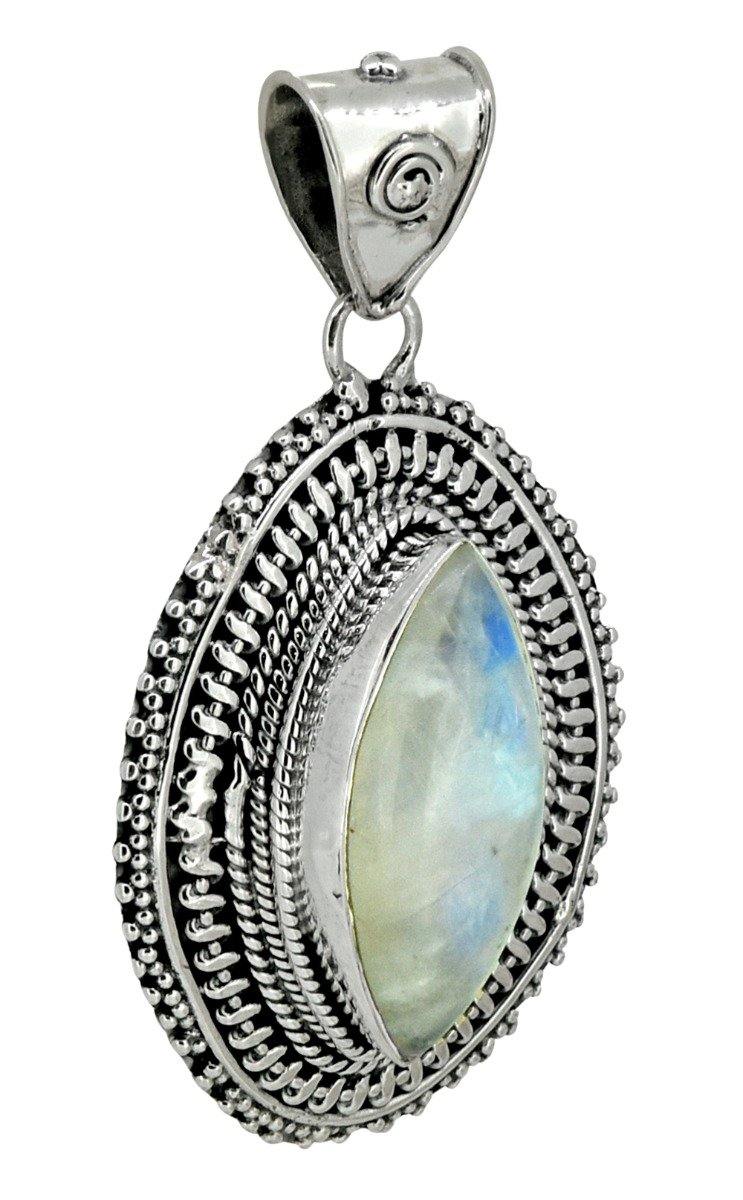 Moonstone Solid 925 Sterling Silver Chain Pendant Gift,18" - YoTreasure