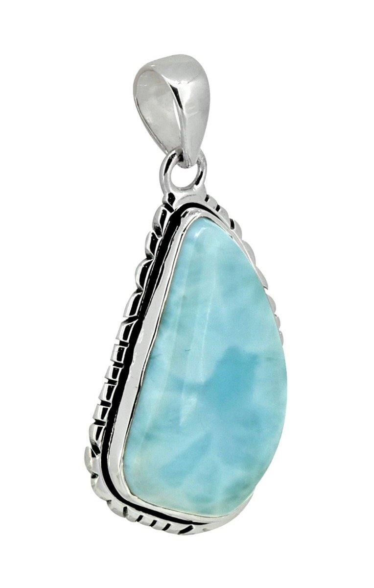 Larimar Solid 925 Sterling Silver Gemstone Pendant Necklace - YoTreasure