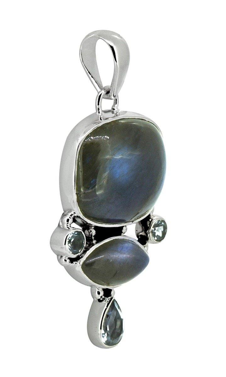 Labradorite Blue Topaz 925 Sterling Silver Pendant Necklace - YoTreasure