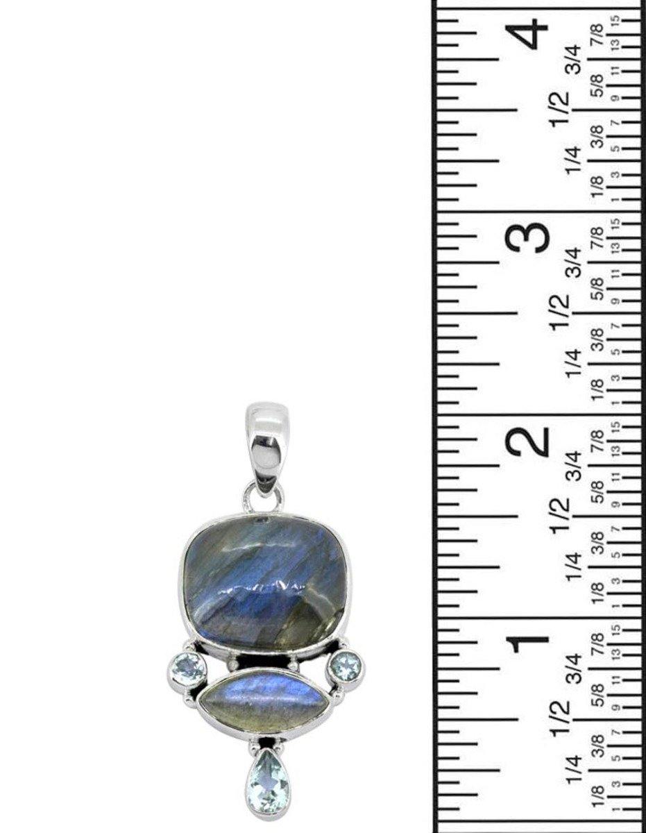 Labradorite Blue Topaz 925 Sterling Silver Pendant Necklace - YoTreasure
