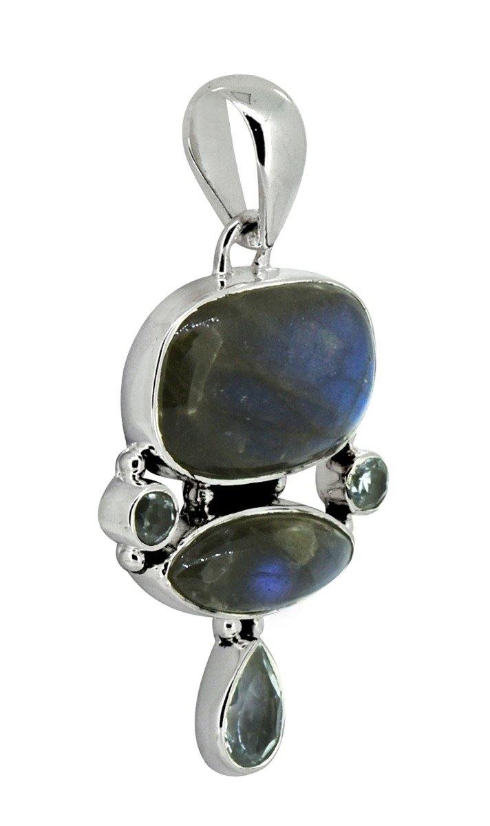 Labradorite Blue Topaz 925 Sterling Silver Pendant Necklace - YoTreasure