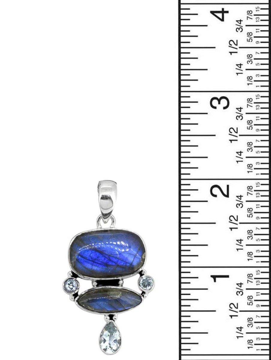 Labradorite Blue Topaz 925 Sterling Silver Pendant Necklace - YoTreasure