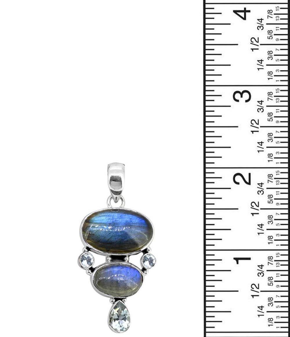 Labradorite Blue Topaz 925 Sterling Silver Pendant Necklace - YoTreasure