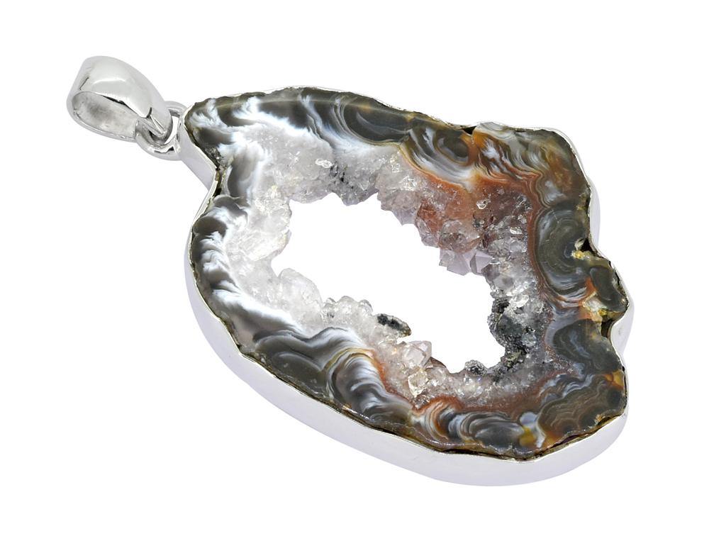 Coconut Geode Druzy 925 Sterling Silver Pendant Necklace - YoTreasure