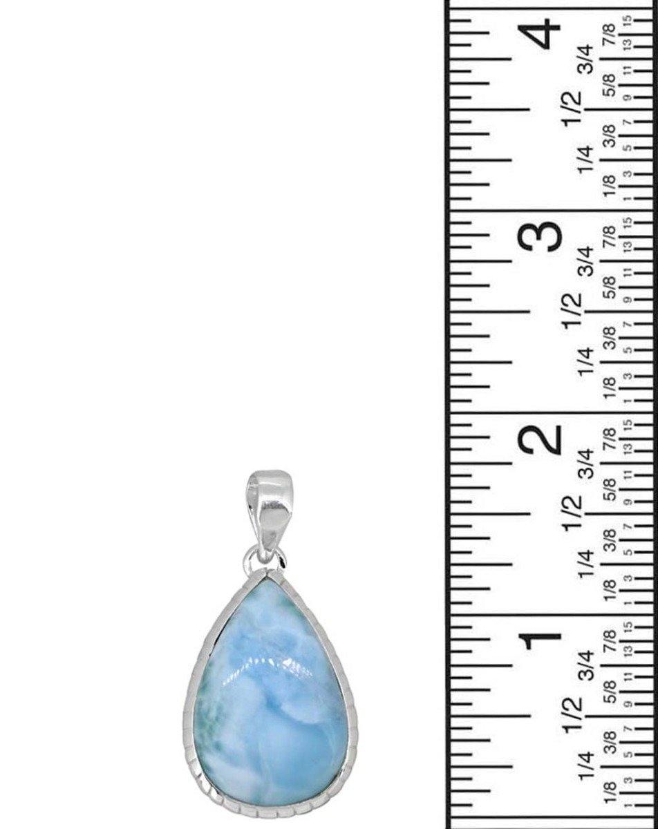 Natural Larimar Solid 925 Sterling Silver Pendant 1 3/4" - YoTreasure