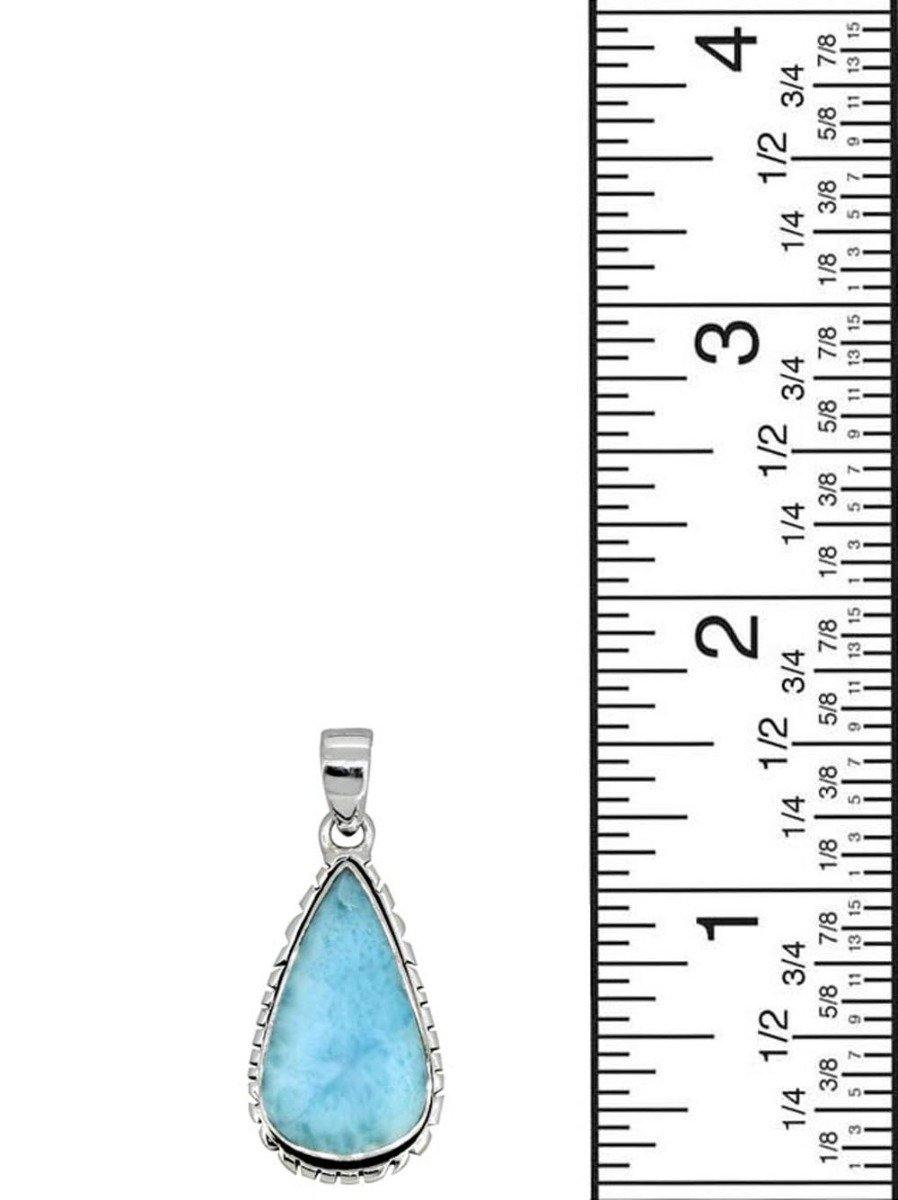 Natural Larimar Solid 925 Sterling Silver Pendant 1 3/4" - YoTreasure