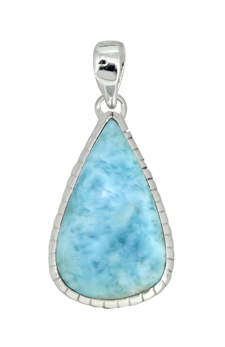 Natural Larimar Solid 925 Sterling Silver Pendant 1 3/4" - YoTreasure
