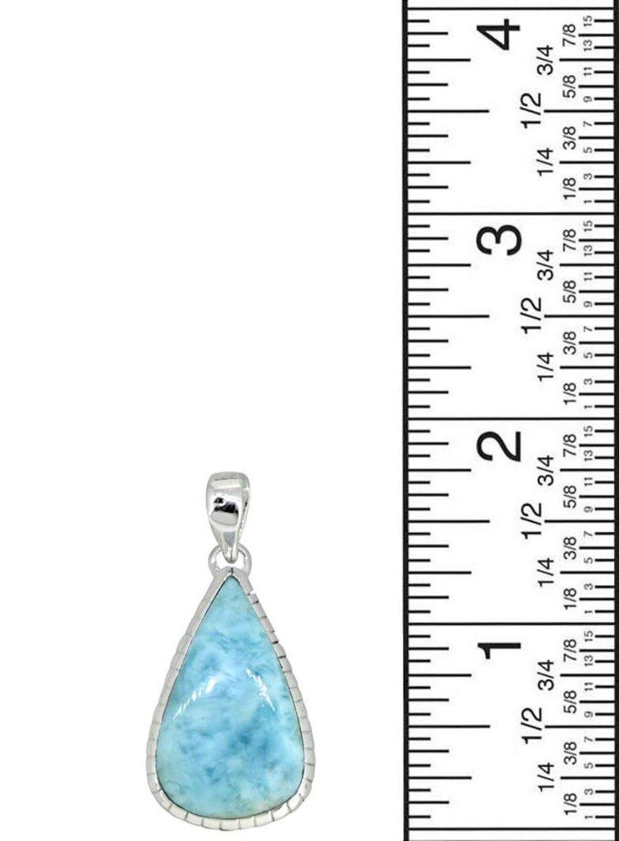 Natural Larimar Solid 925 Sterling Silver Pendant 1 3/4" - YoTreasure