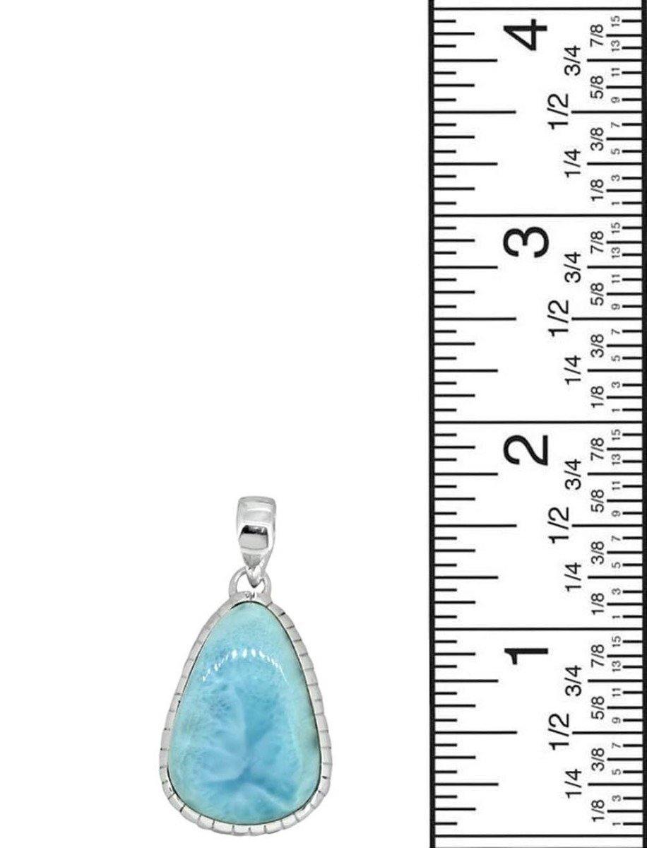 Natural Larimar Solid 925 Sterling Silver Pendant 1 3/4" - YoTreasure