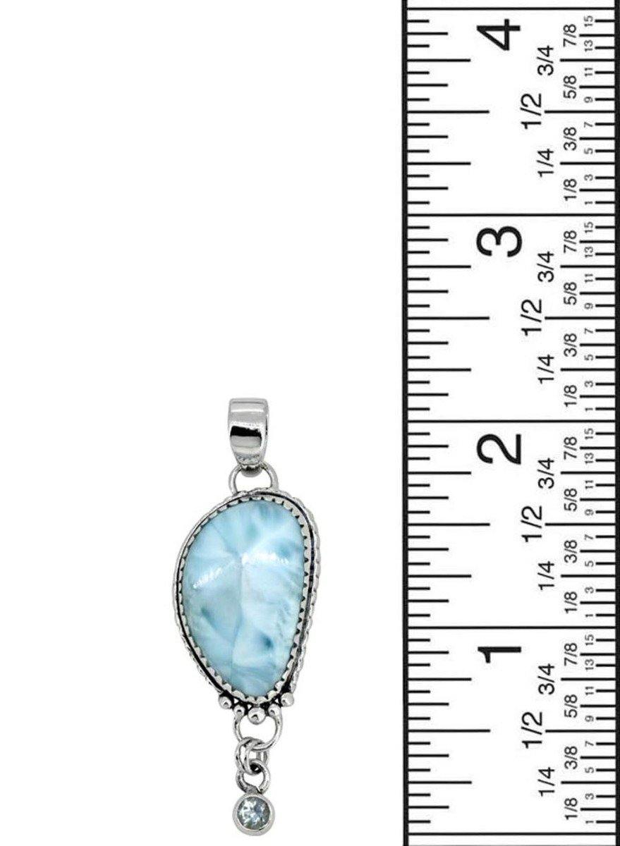 Natural Larimar Solid 925 Sterling Silver Pendant 2" - YoTreasure